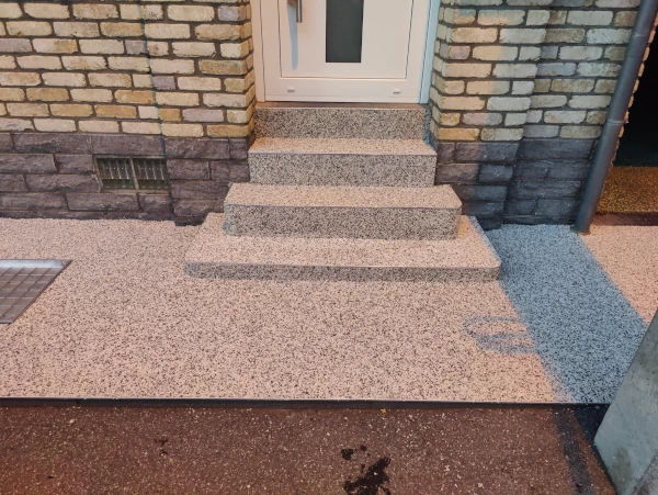 Seuil de porte d'entrée en tapis de pierre